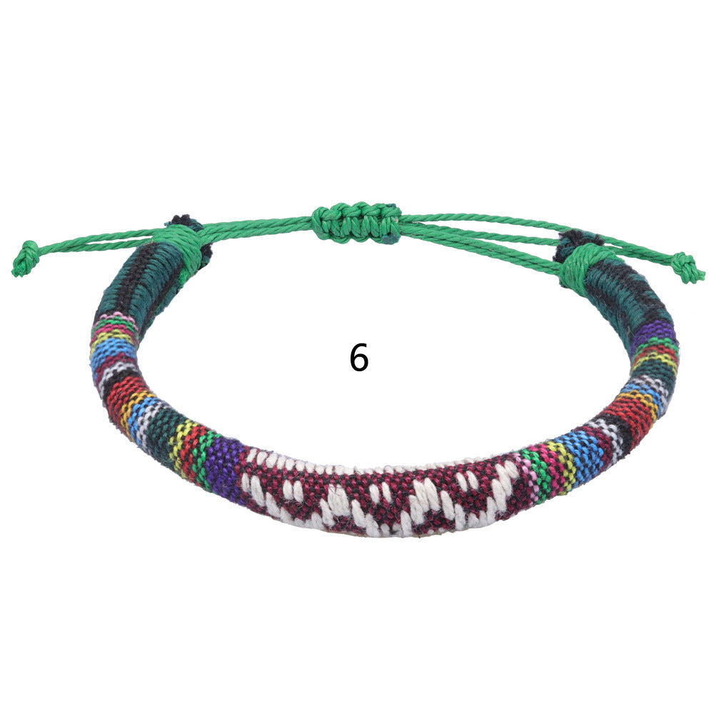 Wholesale Handwoven Colorful Waxed Thread Cotton Rope Bracelet